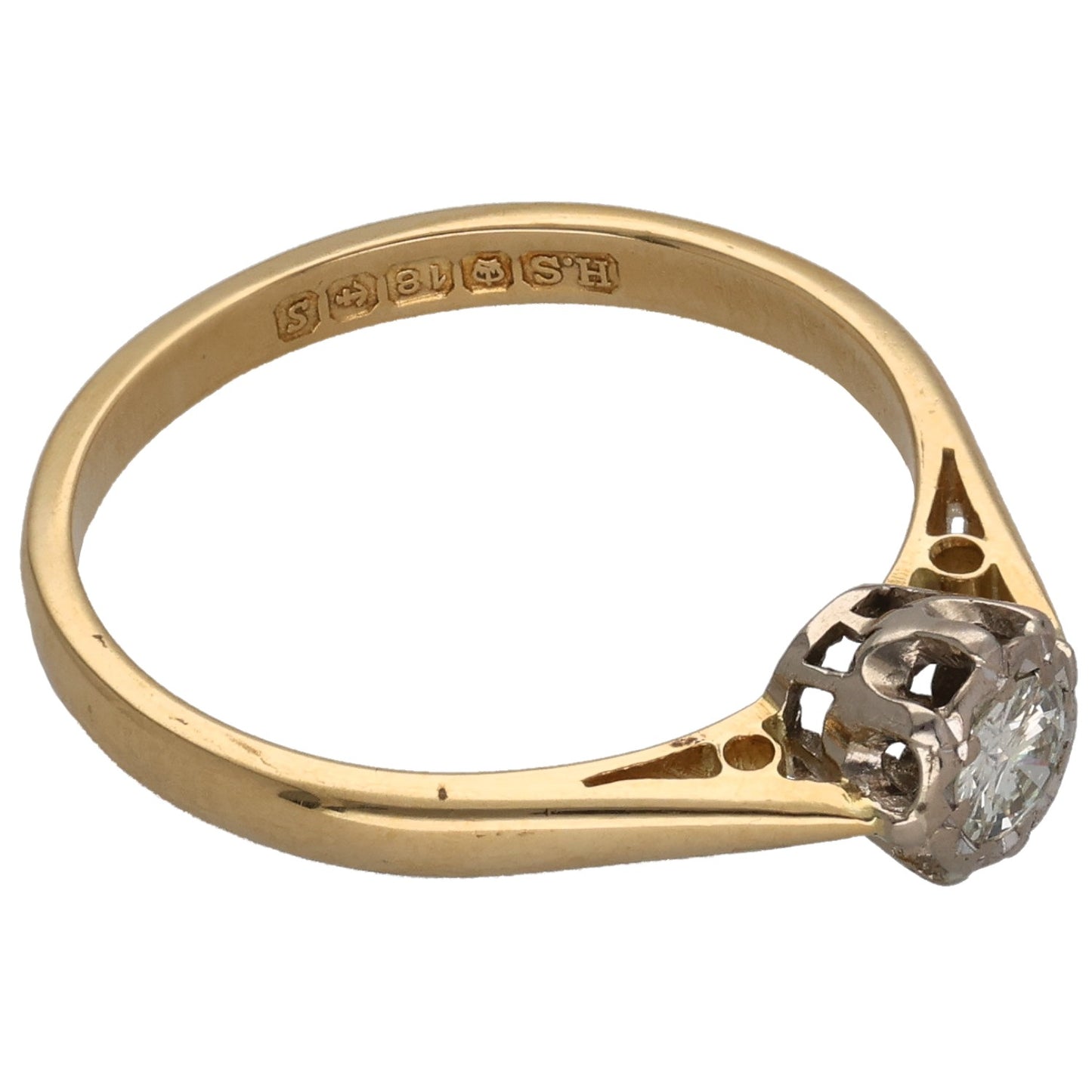 18ct Gold 0.25ct Diamond Solitaire Ring Size N