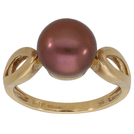 9ct Gold Cultured Pearl Dress/Cocktail Ring Size N