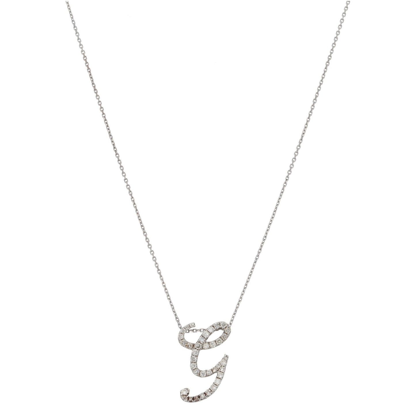 9ct Gold 0.32ct Diamond Initial 'G' Pendant With Chain