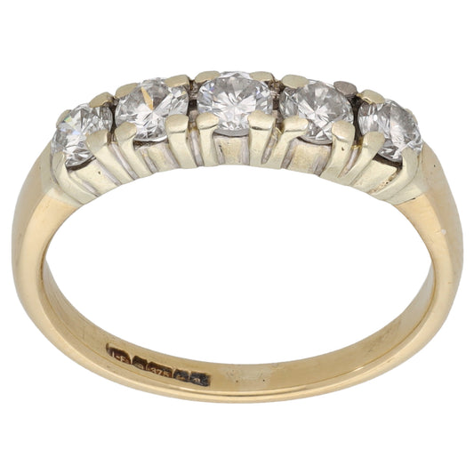 9ct Gold 0.60ct Diamond Half Eternity Ring Size L