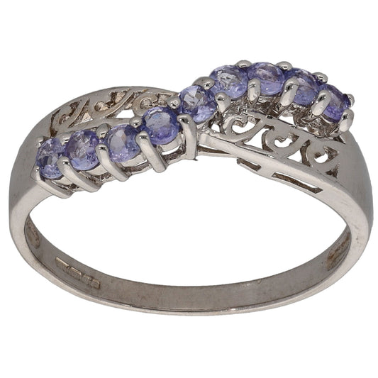 9ct White Gold Tanzanite Dress/Cocktail Ring Size N