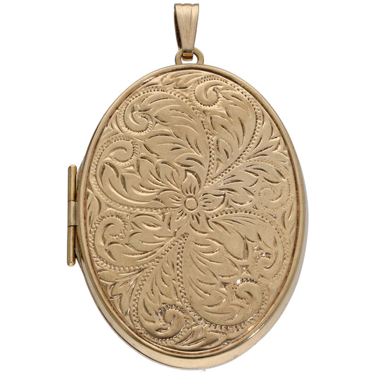 9ct Gold Patterned Locket Pendant