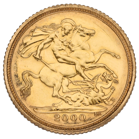 22ct Gold Queen Elizabeth II Half Sovereign Coin 2000