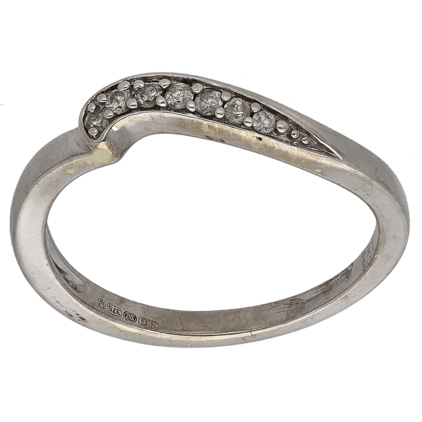 9ct White Gold 0.085ct Diamond Half Eternity Ring Size K