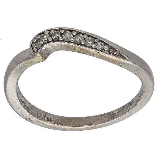 9ct White Gold 0.085ct Diamond Half Eternity Ring Size K