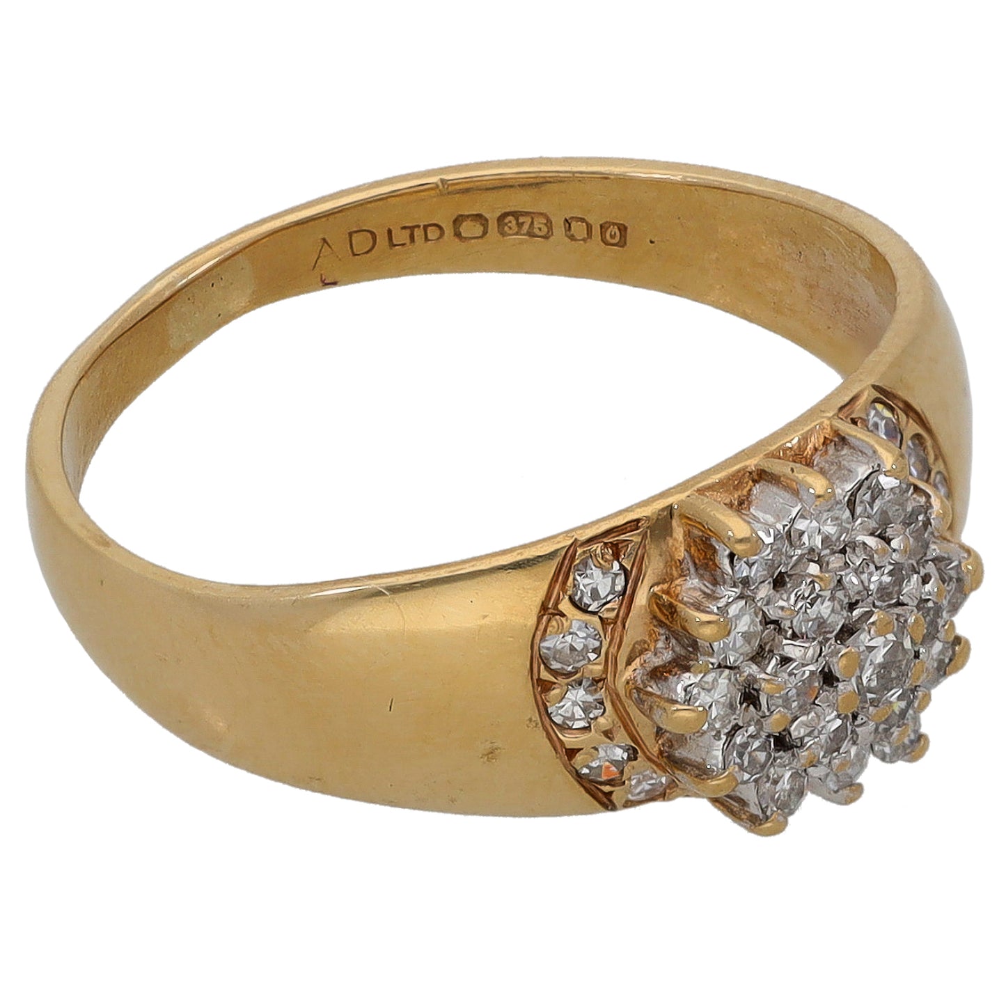 9ct Gold 0.27ct Diamond Cluster Ring Size L