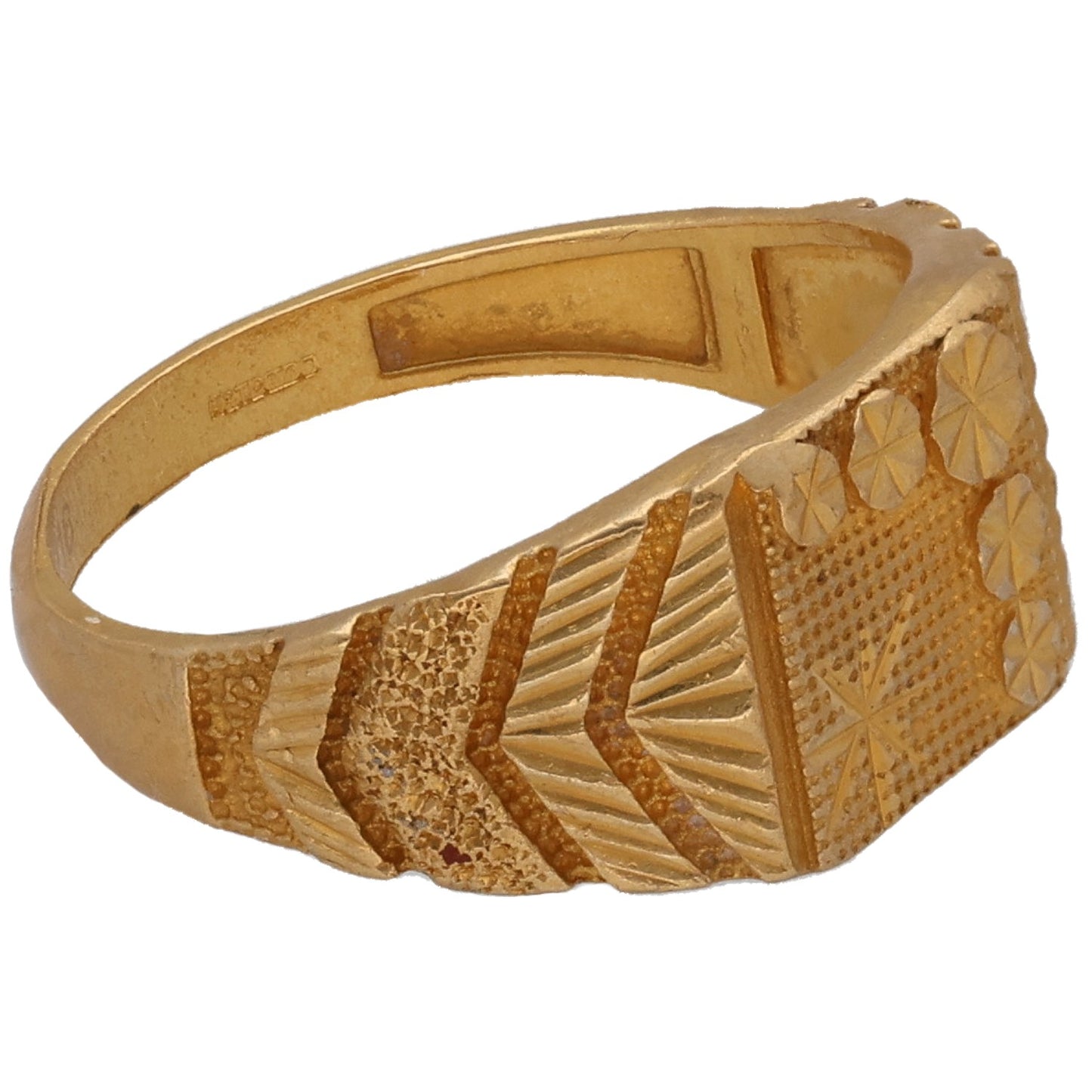 22ct Gold Patterned Signet Ring Size R