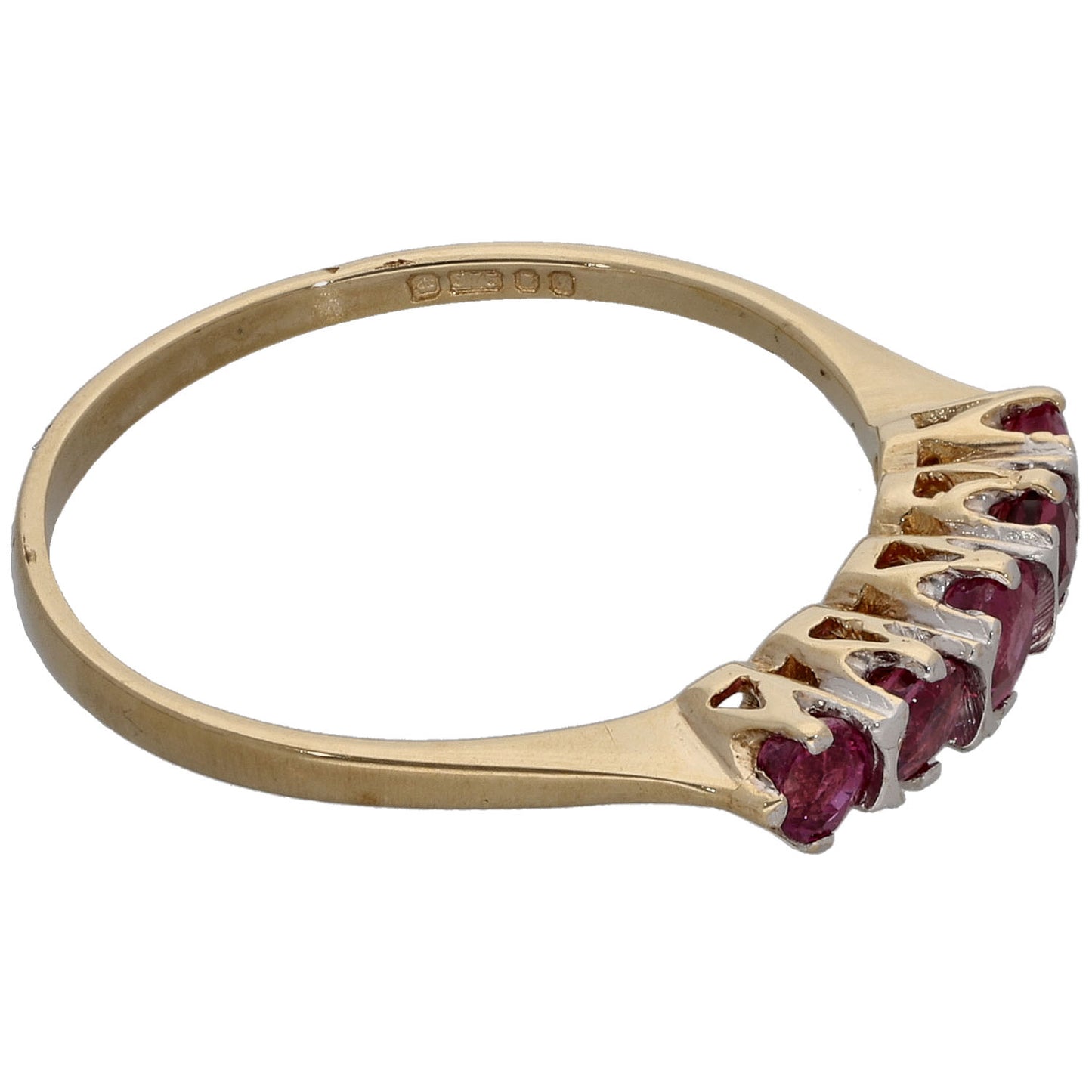 9ct Gold Ruby Half Eternity Ring Size Q