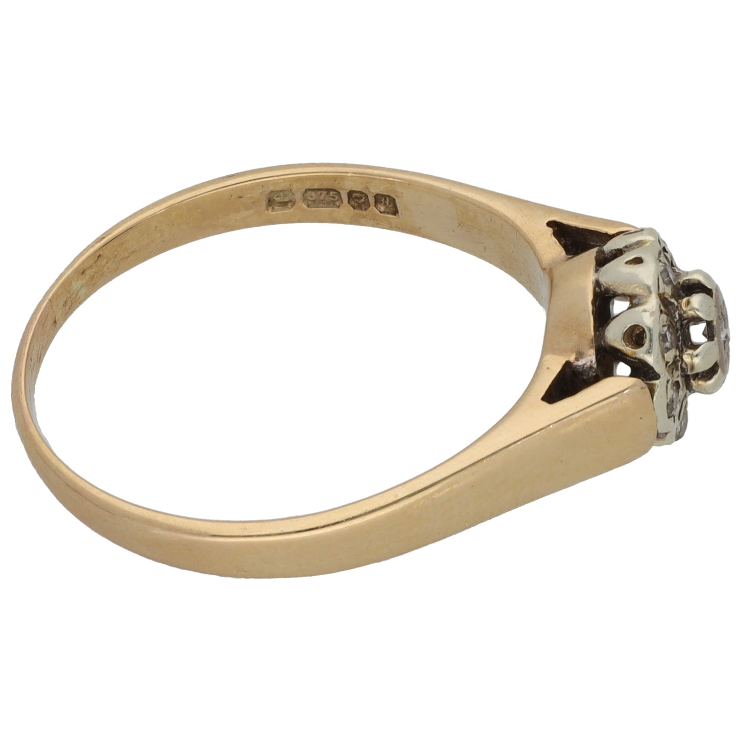 9ct Gold 0.045ct Diamond Cluster Ring Size R