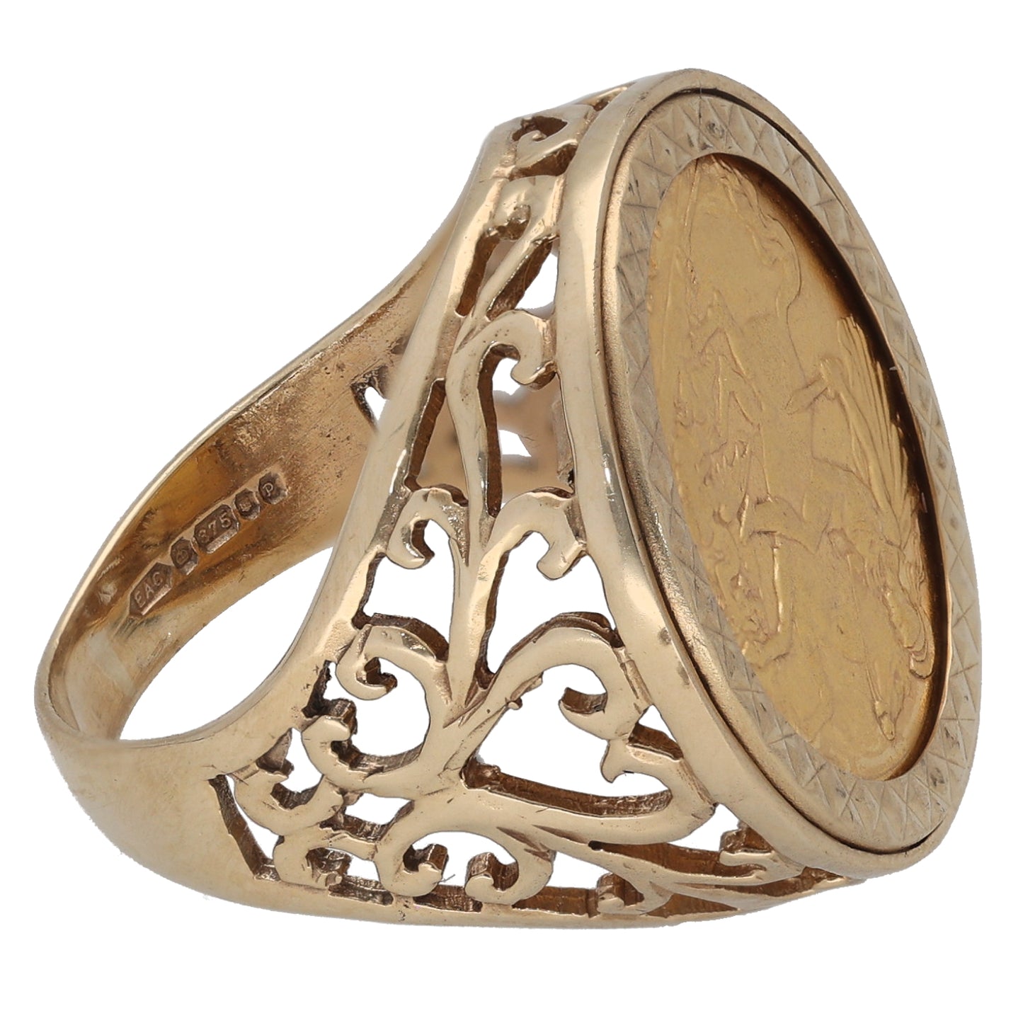 9ct Gold Coin Ring Size L