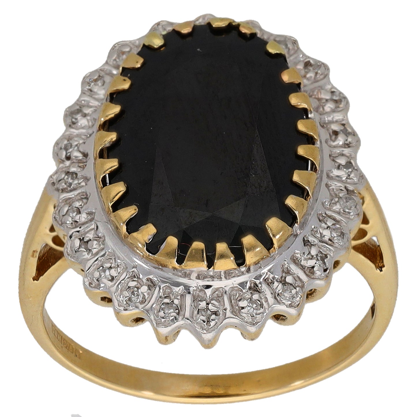 9ct Gold Sapphire & 0.12ct Diamond Dress/Cocktail Ring Size M