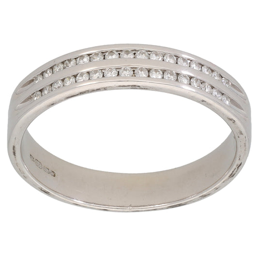 9ct White Gold 0.16ct Diamond Half Eternity Ring Size M