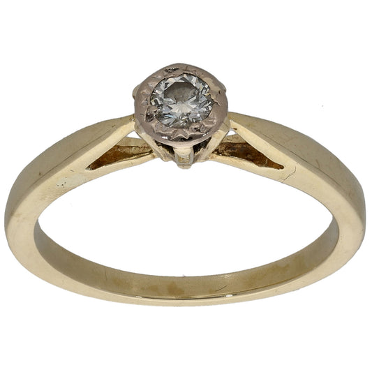 9ct Gold 0.15ct Diamond Solitaire Ring Size N