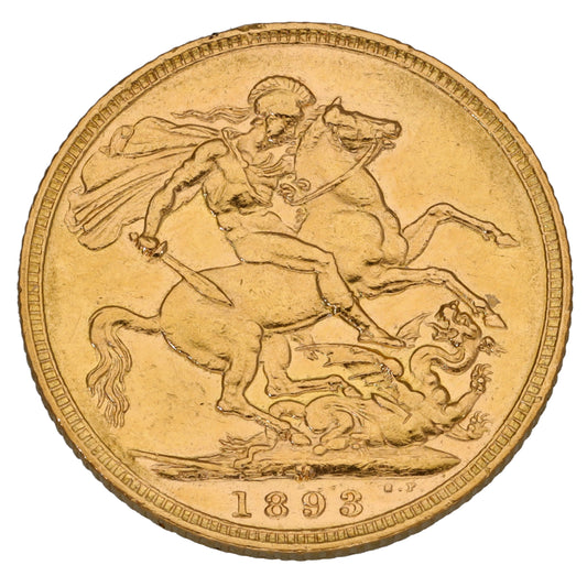 22ct Gold Queen Victoria Full Sovereign Coin 1893