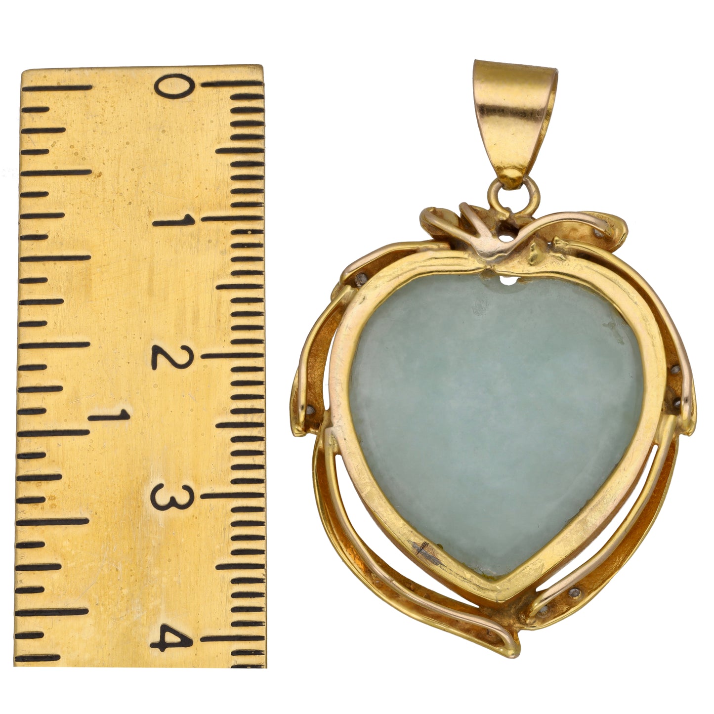 9ct Gold Jade & 0.06ct Diamond Dress/Cocktail Pendant