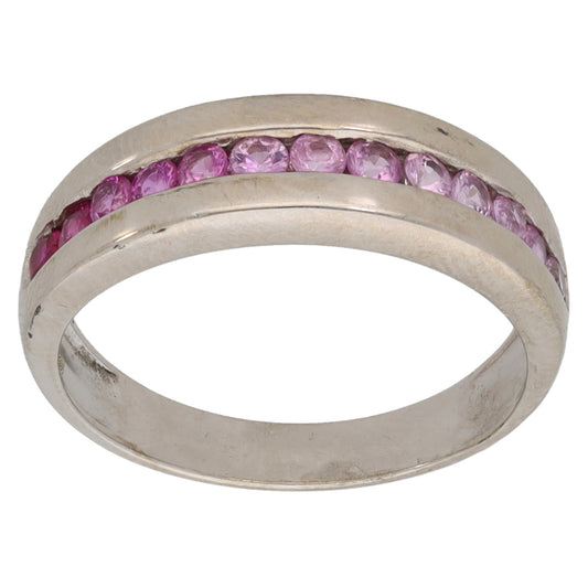 9ct White Gold Sapphire Half Eternity Ring Size L