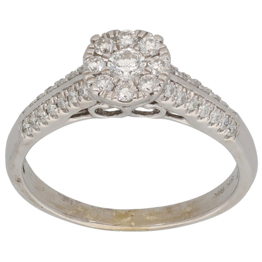 9ct White Gold 0.45ct Diamond Dress/Cocktail Ring Size O