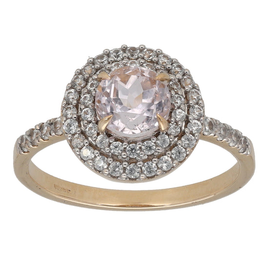 9ct Gold Kunzite & Imitation Gems Dress/Cocktail Ring Size N