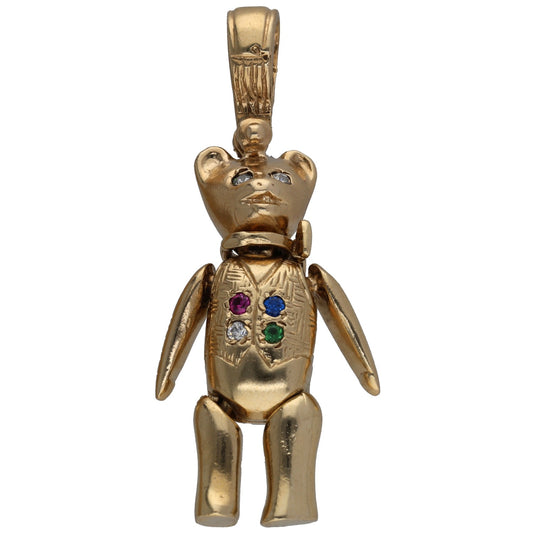 9ct Gold Imitation Gems Teddy Bear Pendant