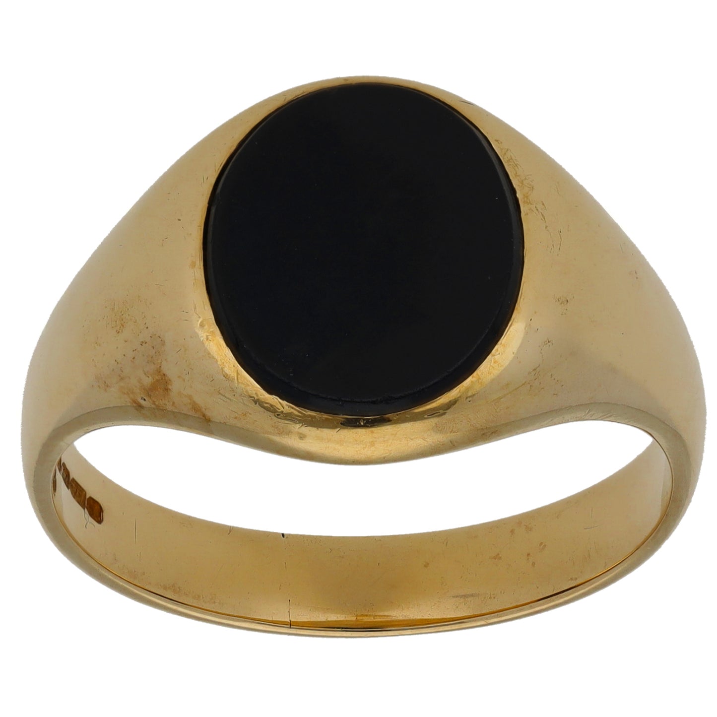 9ct Gold Onyx Single Stone Signet Ring Size X