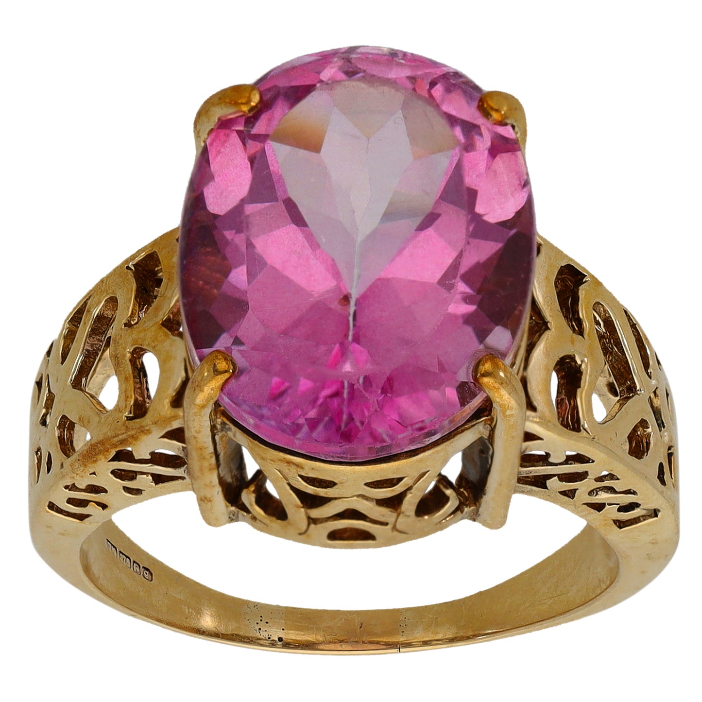 9ct Gold Coated Topaz Single Stone Ring Size R