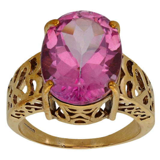 9ct Gold Coated Topaz Single Stone Ring Size R
