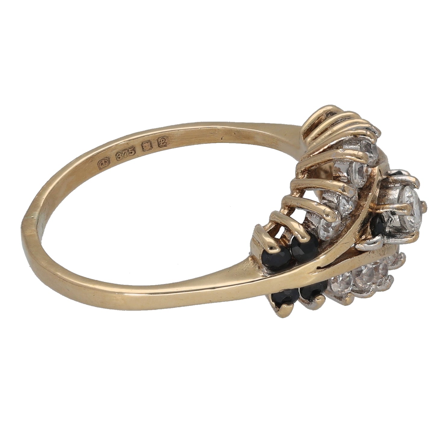 9ct Gold Sapphire & Cubic Zirconia Dress/Cocktail Ring Size O