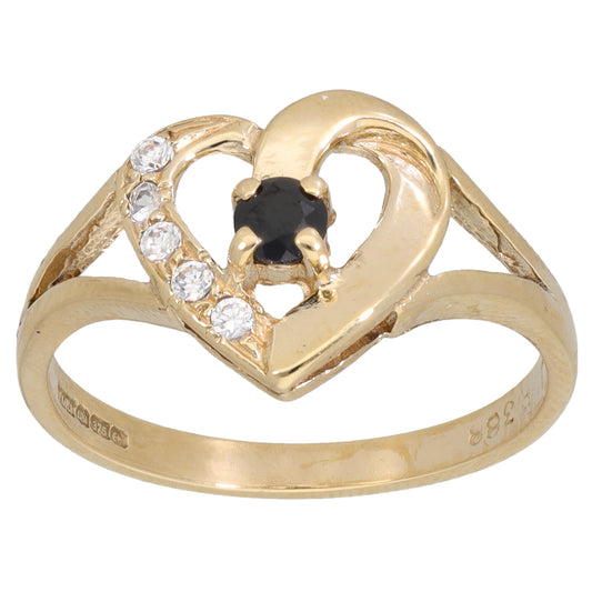 9ct Gold Sapphire & Cubic Zirconia Dress/Cocktail Ring Size N