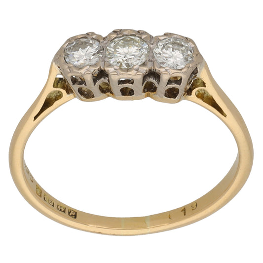 18ct Gold 0.35ct Diamond Trilogy Ring Size L