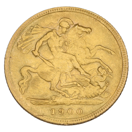 22ct Gold Queen Victoria Half Sovereign Coin 1900