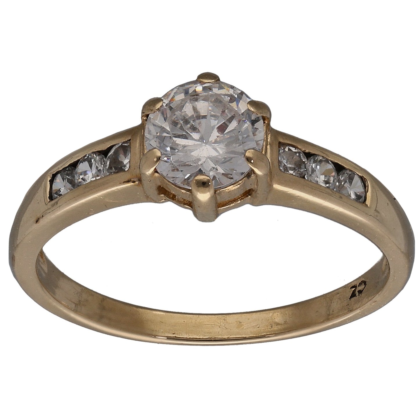 9ct Gold Cubic Zirconia Single Stone Ring With Accents Size P