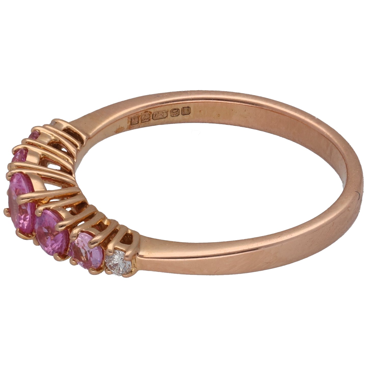 18ct Rose Gold Sapphire & 0.04ct Diamond Dress/Cocktail Ring Size N