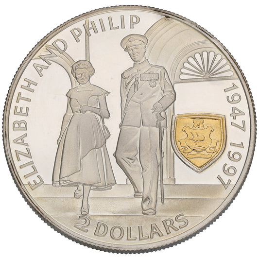 Sterling Silver Elizabeth & Phillip 50th Wedding Anniversary 2 Dollars Coin 1997