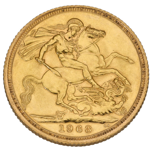 22ct Gold Queen Elizabeth II Full Sovereign Coin 1963