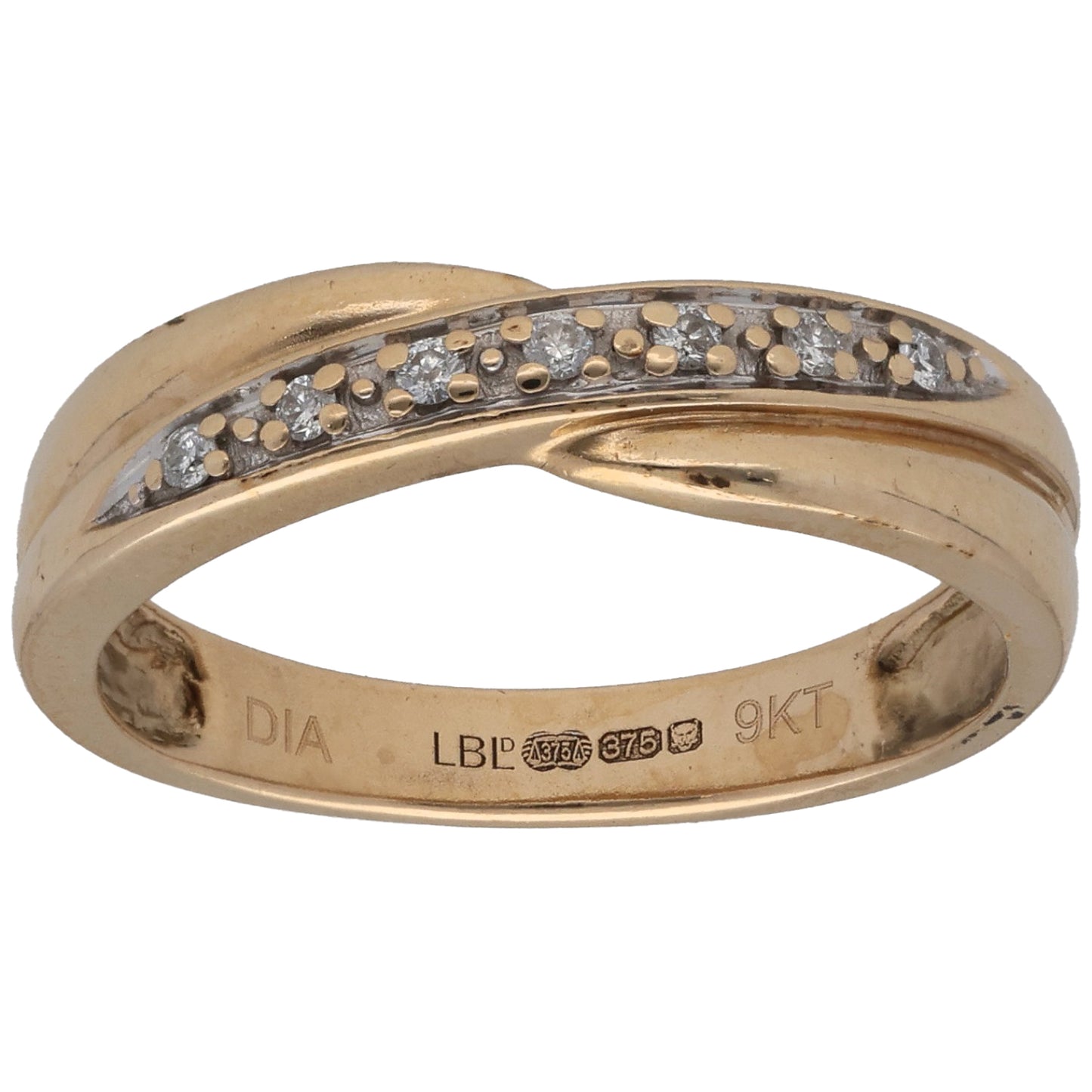 9ct Gold 0.07ct Diamond Half Eternity Ring Size N