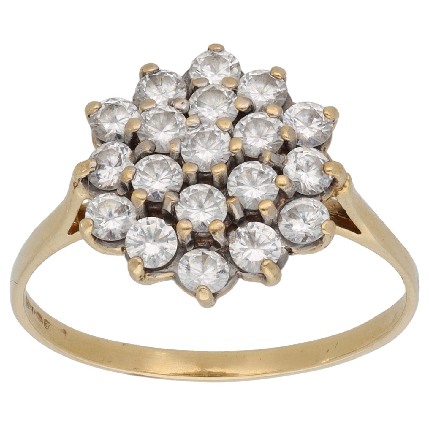 9ct Gold Cubic Zirconia Cluster Ring Size R