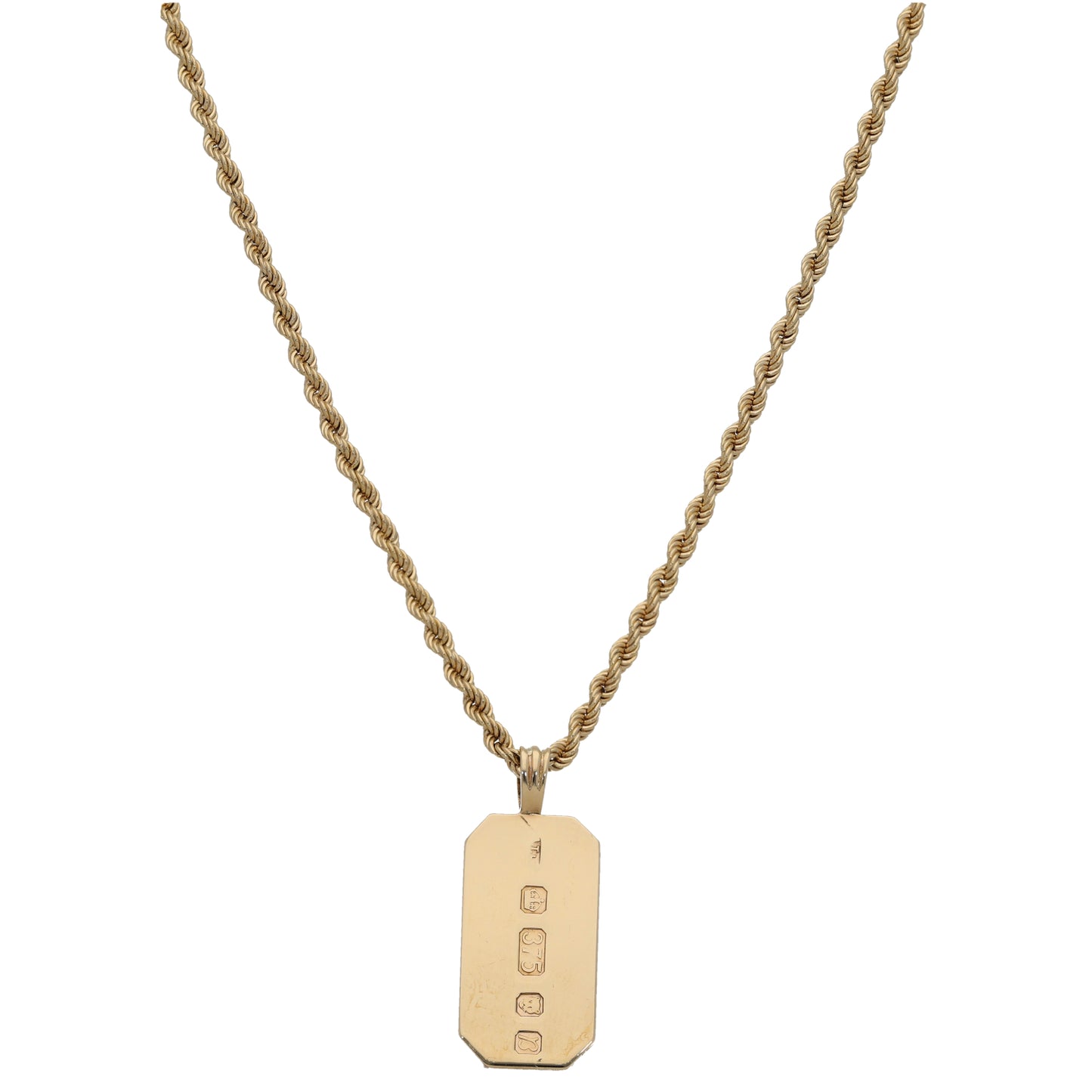 9ct Gold Ingot Pendant With Chain