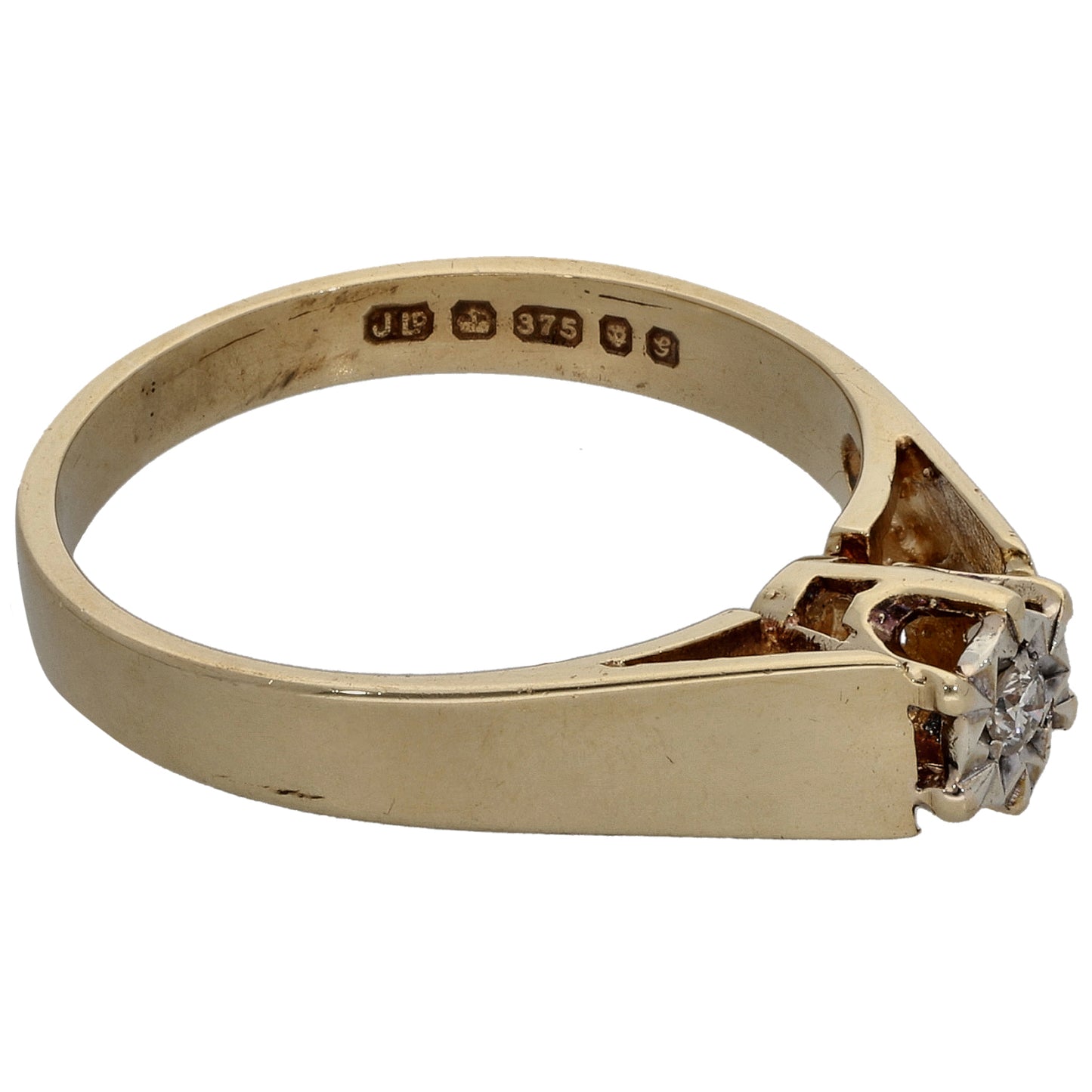 9ct Gold 0.04ct Diamond Solitaire Ring Size L