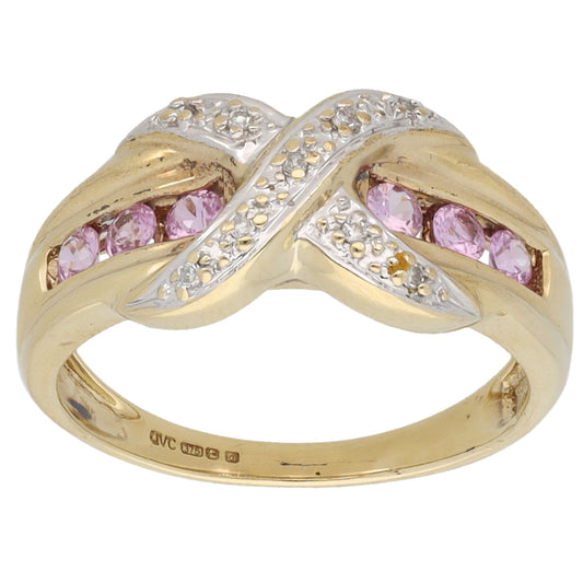 9ct Gold Sapphire & 0.045ct Diamond Dress/Cocktail Ring Size Q