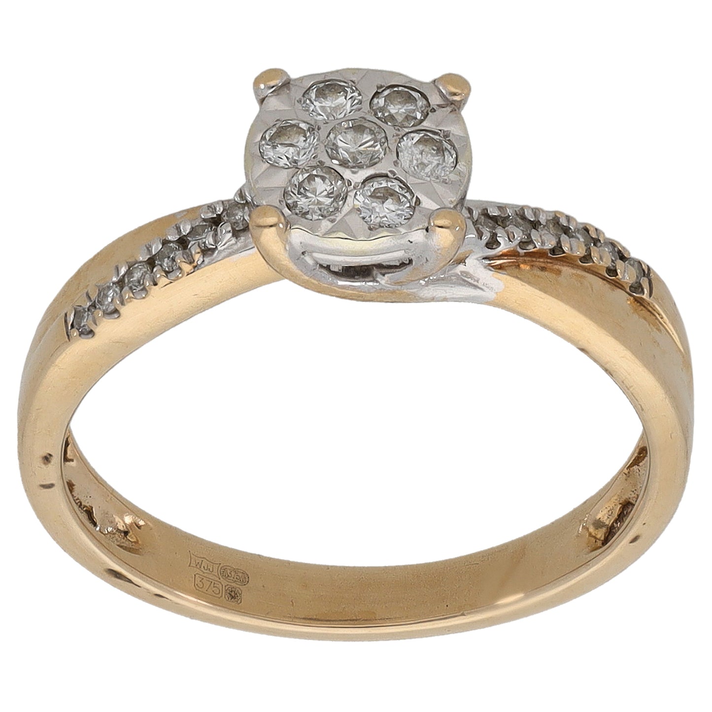 9ct Gold 0.20ct Diamond Dress/Cocktail Ring Size L