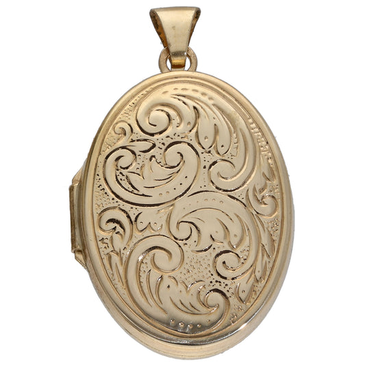 9ct Gold Patterned Locket Pendant