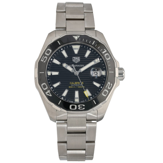 TAG Heuer Aquaracer stainless steel watch, black dial with date window and bezel