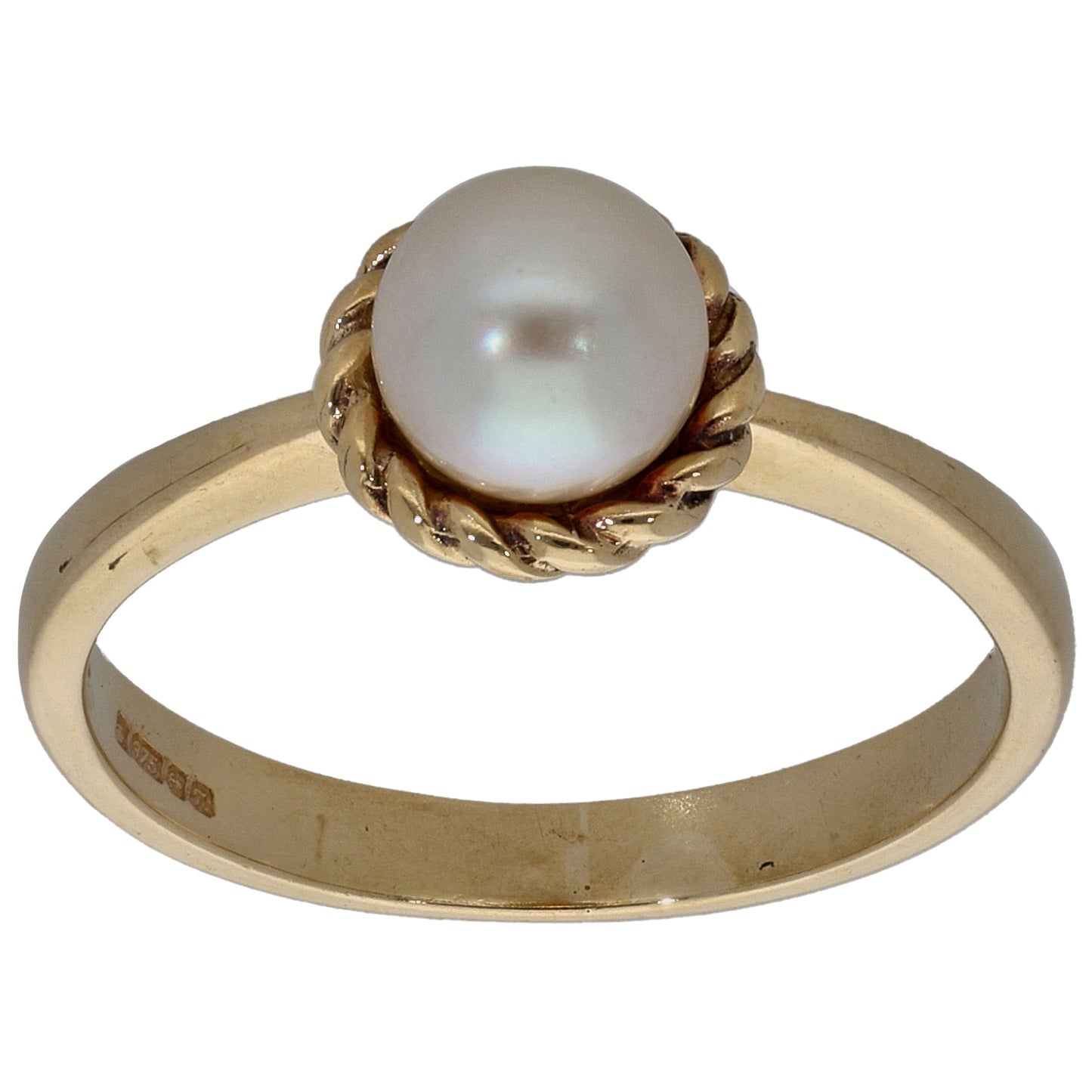 9ct Gold Cultured Pearl Single Stone Ring Size M