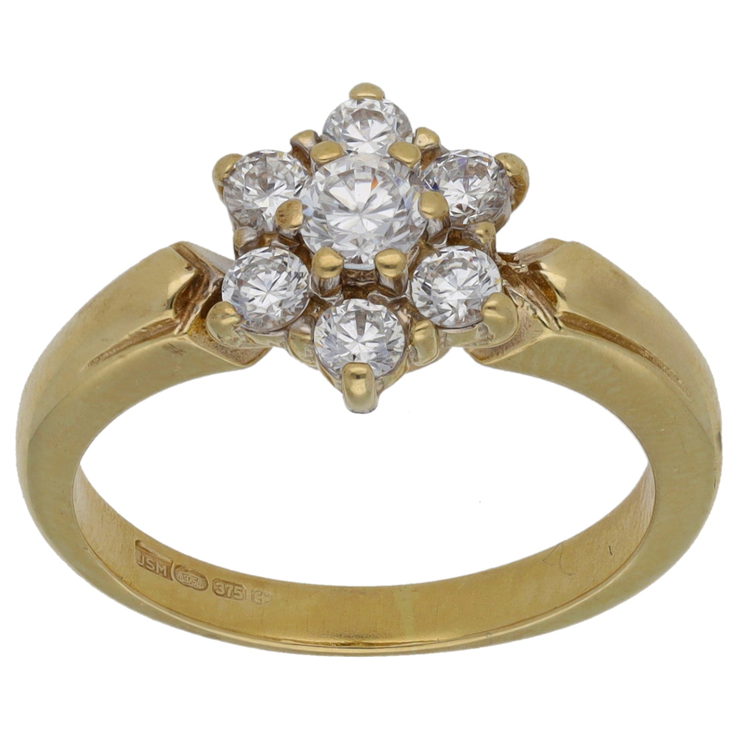 9ct Gold Cubic Zirconia Cluster Ring Size L