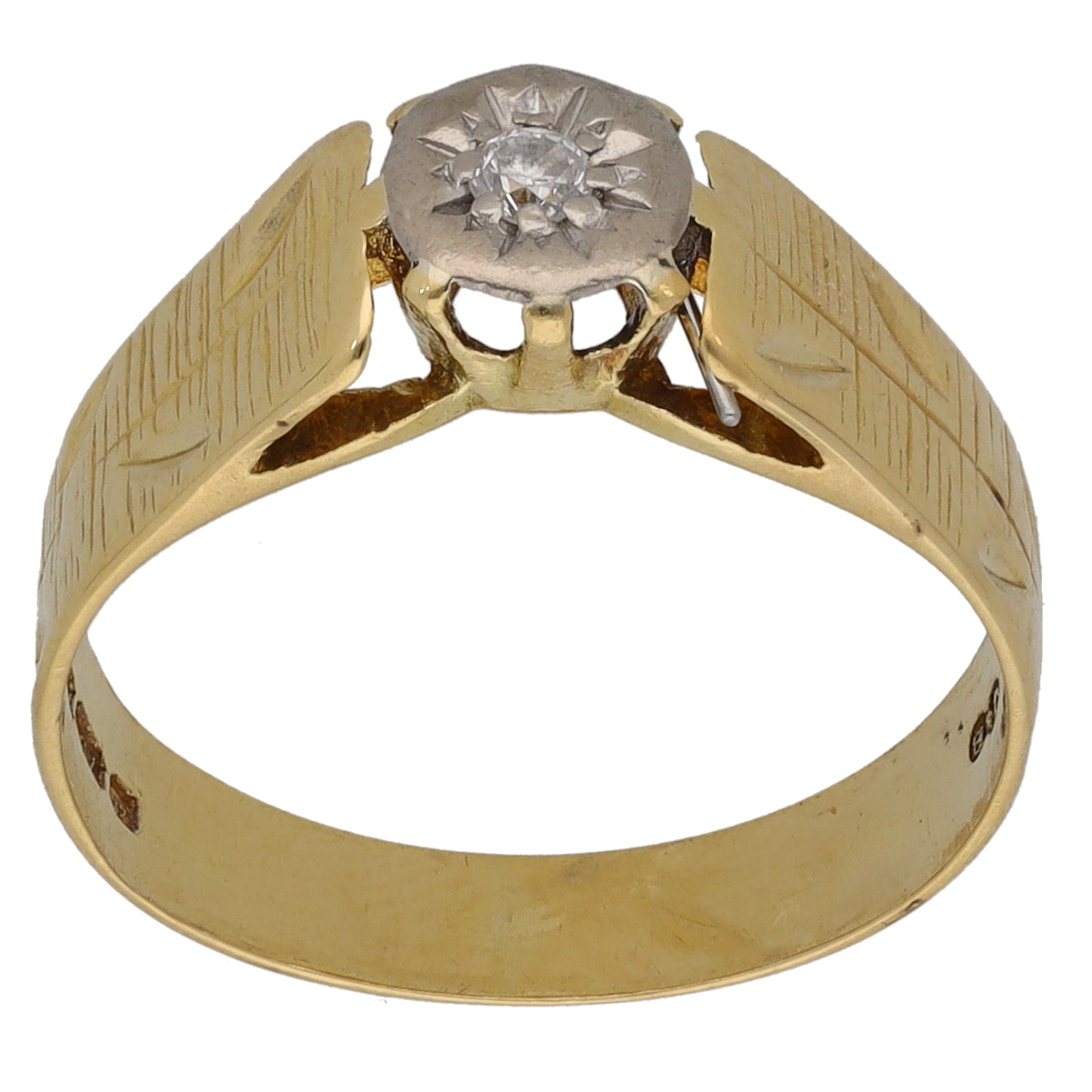 18ct Gold 0.04ct Diamond Solitaire Ring Size L
