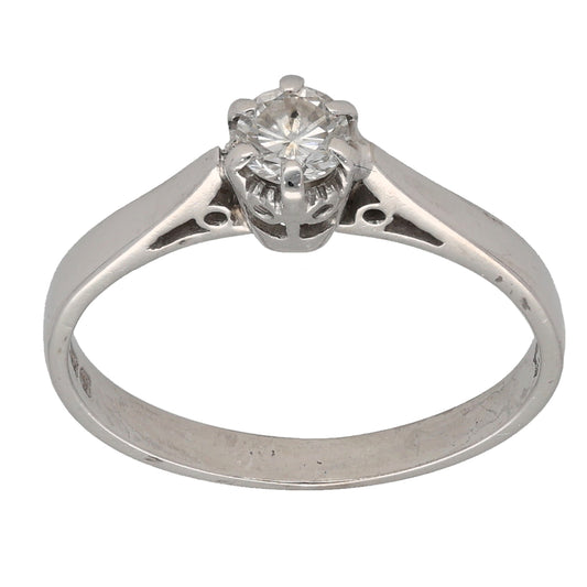 18ct White Gold 0.25ct Diamond Solitaire Ring Size M