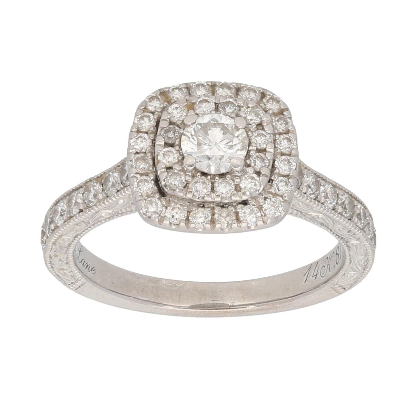 14ct White Gold Ladies Halo Ring