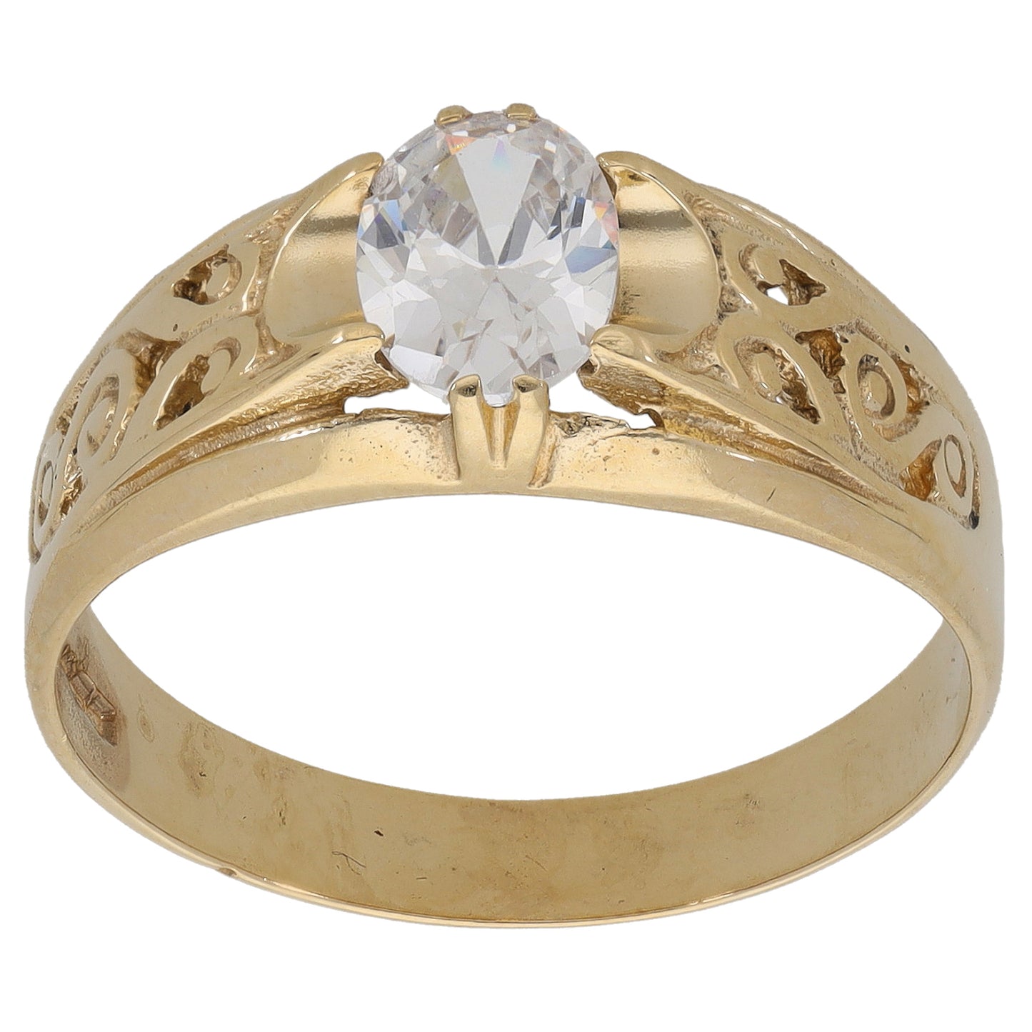 9ct Gold Cubic Zirconia Single Stone Ring Size W