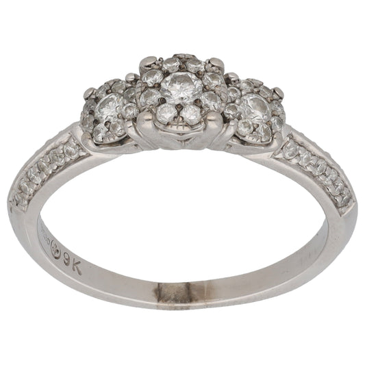 9ct White Gold 0.60ct Diamond Dress/Cocktail Ring Size N