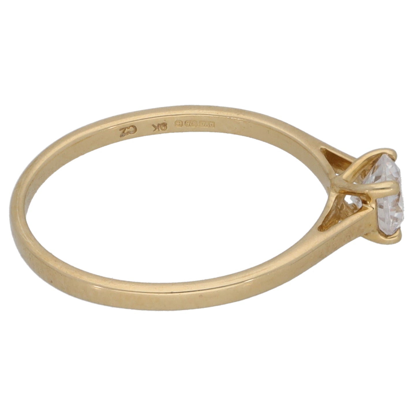 9ct Gold Cubic Zirconia Single Stone Ring Size P